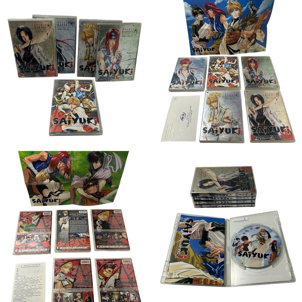 Saiyuki - Vol. 1-4 (DVD, 2003) + Requiem The Motion Picture w Mini Poster Rare!
